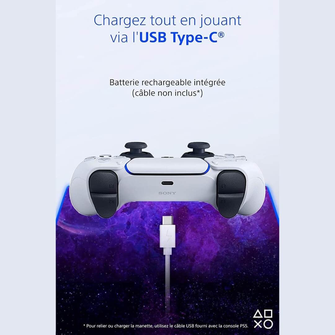 Sony, Manette PlayStation 5 officielle DualSense, Sans fil, Batterie